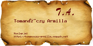 Tomanóczy Armilla névjegykártya